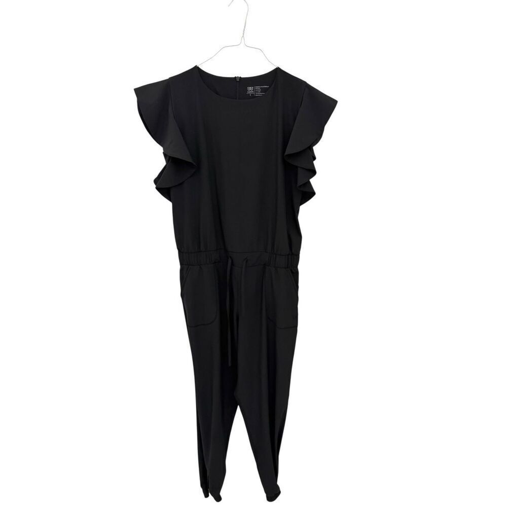 Albion Fit 9 to 9 Jumpsuit Size Small Black Short Sleeve Women’s One Piece - Picture 7 of 7
